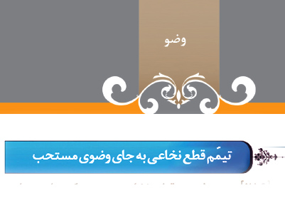 گزیده احکام رساله مصور جانبازان؛ احکام وضو (15) تیمّم قطع نخاعی به جای وضوی مستحب گزیده احکام رساله مصور جانبازان؛ احکام وضو (15) تیمّم قطع نخاعی به جای وضوی مستحب