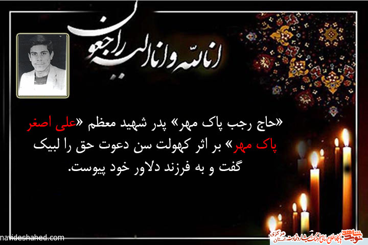 پدر شهید معظم علی اصغر پاک مهر به فرزند شهیدش پیوست